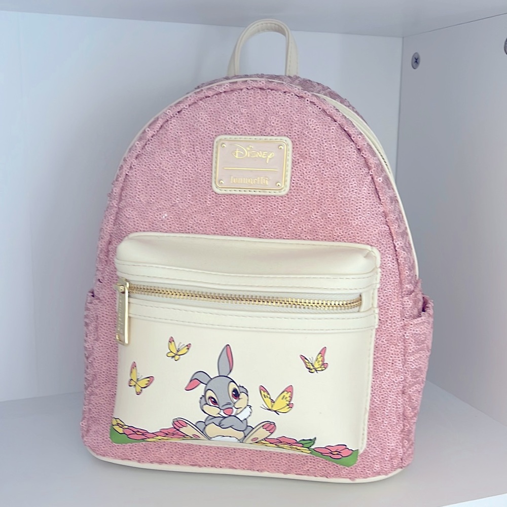 Disney Loungefly Bambi Thumper Pink Sequin Mini Backpack